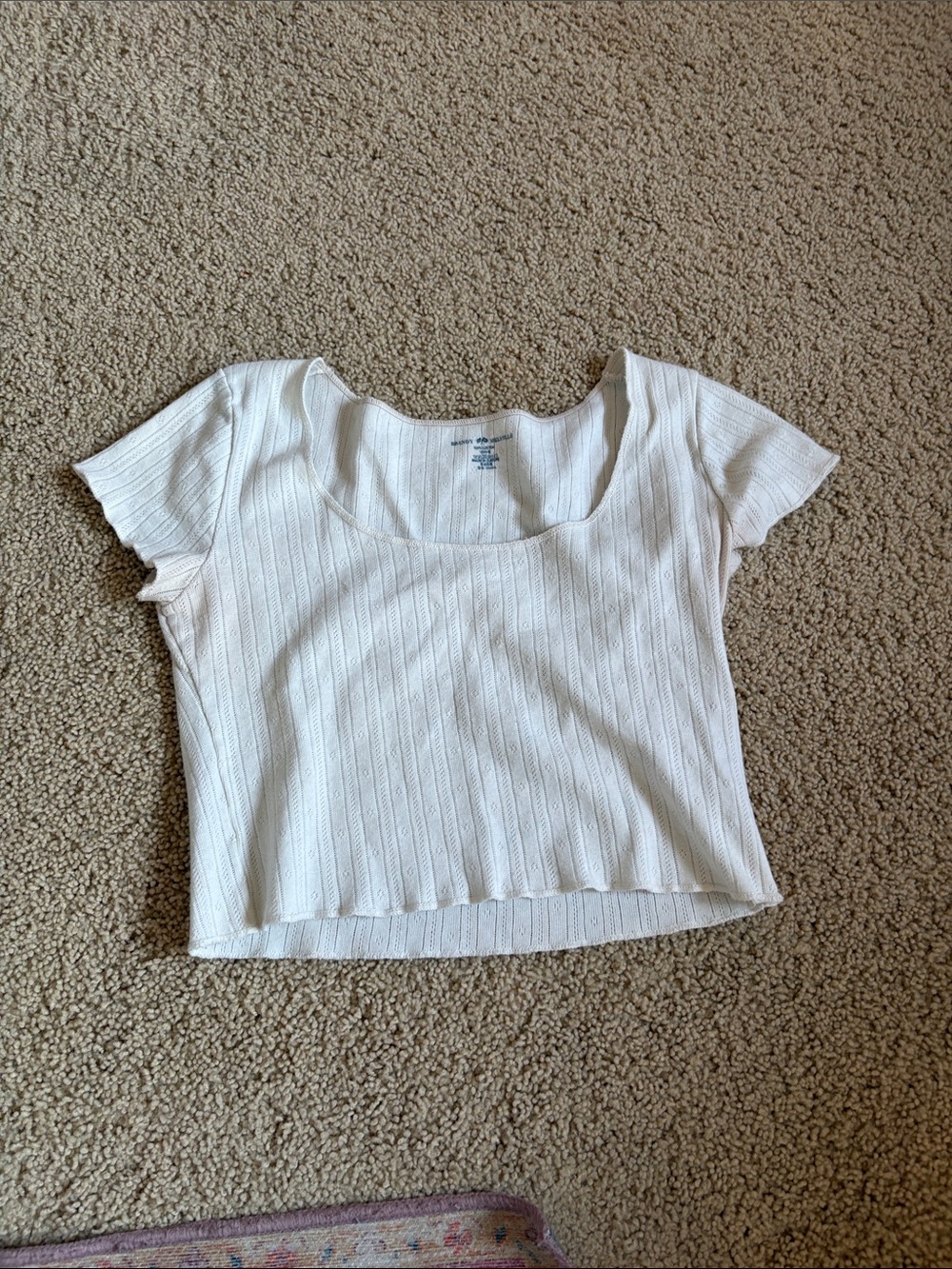 Brandy Melville White Ribbed Square-Neck Crop Top